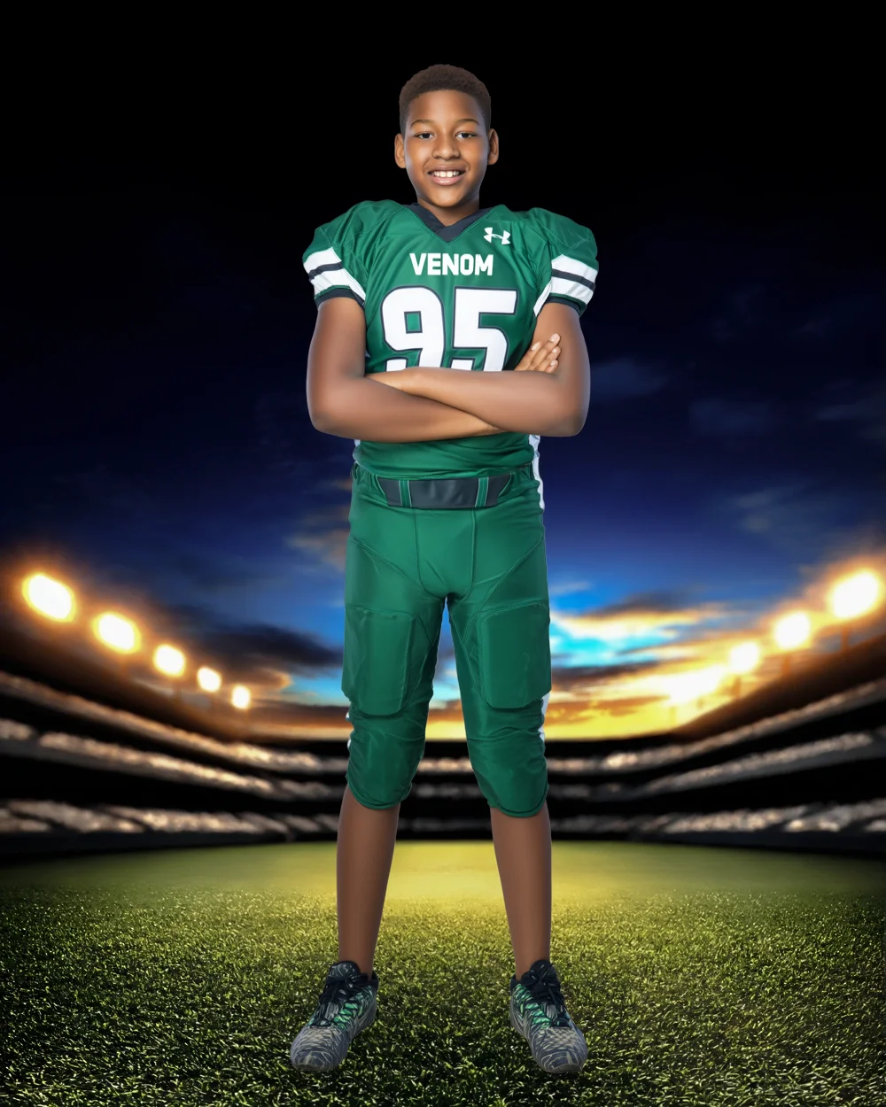 Golden Hour Stadium Field - Digital Background