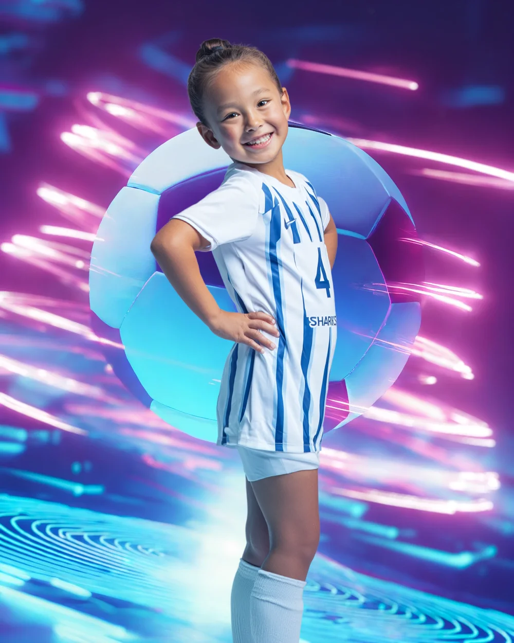 Retro Neon Soccer (Set of 2) - Digital Backgrounds