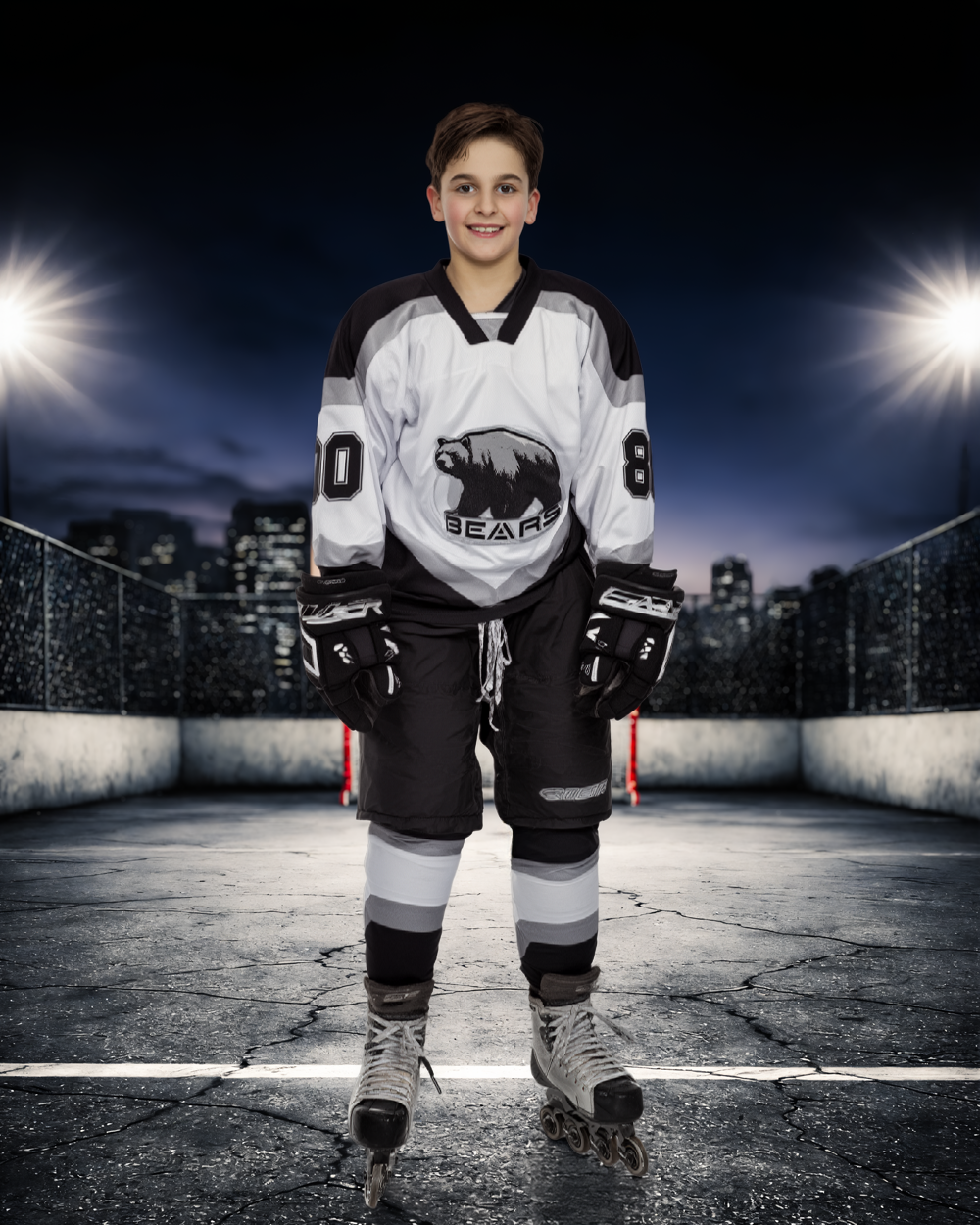 Street Hockey Night Rink - Digital Background
